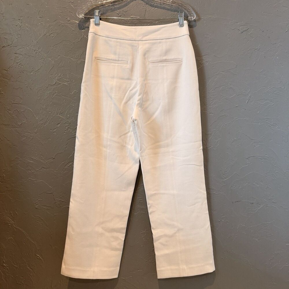 Ann Taylor Ivory Cropped Straight Leg Career Pants Stretch Side Zip 2 Minimalist - Picture 3 of 14